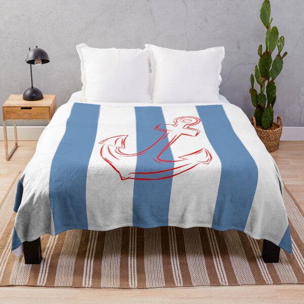 Item preview, Red Nautical Vibe Anchor Blue Strips designed and sold by GrifonJ.