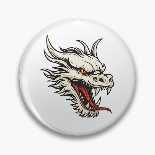 Item preview, White Dragon Head Fierce Tattoo Style Art designed and sold by ArtfulWeave.