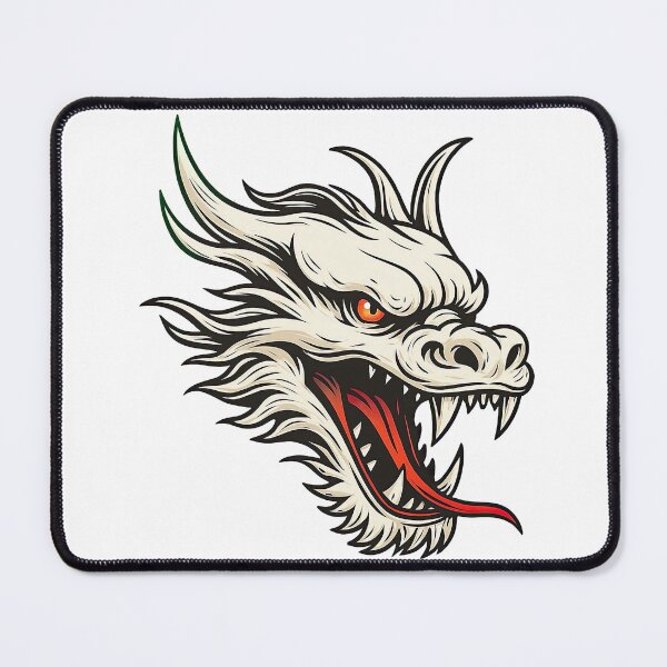 Item preview, White Dragon Head Fierce Tattoo Style Art designed and sold by ArtfulWeave.
