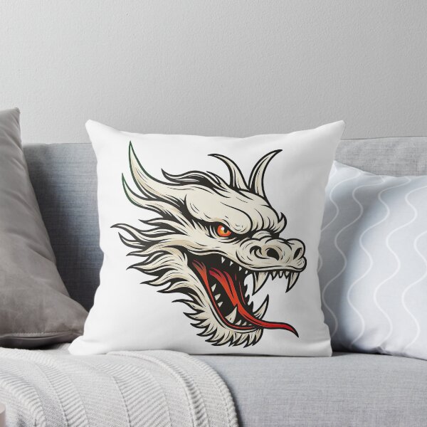 Item preview, White Dragon Head Fierce Tattoo Style Art designed and sold by ArtfulWeave.