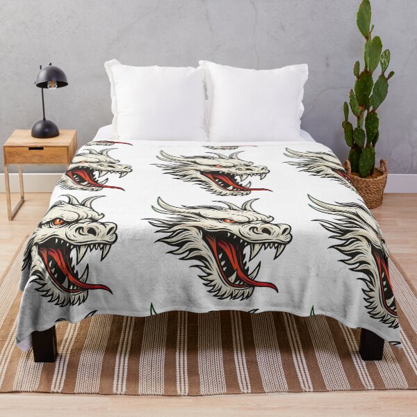 Item preview, White Dragon Head Fierce Tattoo Style Art designed and sold by ArtfulWeave.