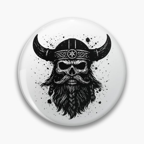 Item preview, Viking Skull with Horned Helmet and Norse Beard designed and sold by ArtfulWeave.