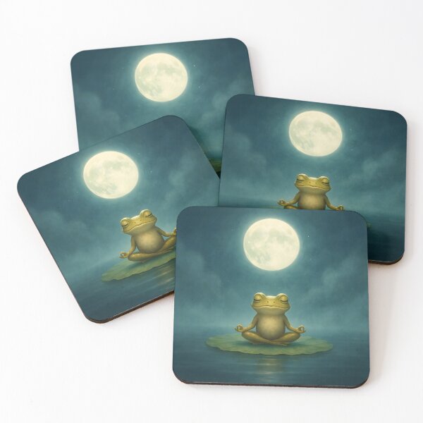 Item preview,  Meditating frog under full moon designed and sold by SassyArtistry.