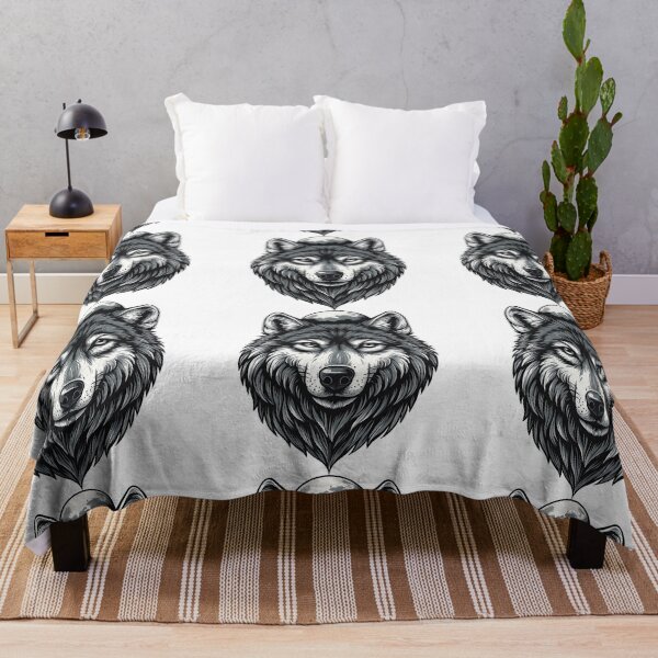 Item preview, Full Moon Wolf Head Monochrome Artwork designed and sold by ArtfulWeave.