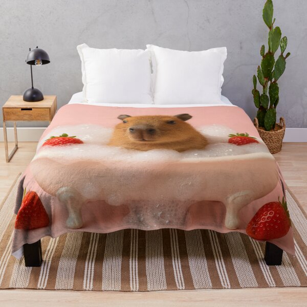 Item preview,  Cute capybara Bubble Bath with Strawberries designed and sold by SassyArtistry.