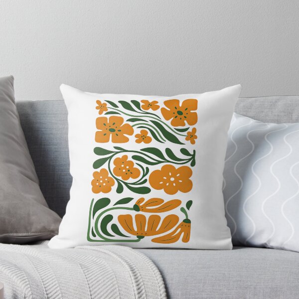 Item preview, Bold Orange Floral Folk Art Illustration designed and sold by ArtfulWeave.