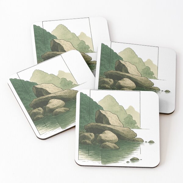 Item preview, Serene Nature Rock and River Landscape designed and sold by ArtfulWeave.