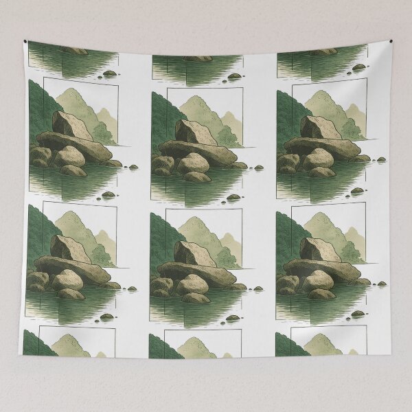 Item preview, Serene Nature Rock and River Landscape designed and sold by ArtfulWeave.