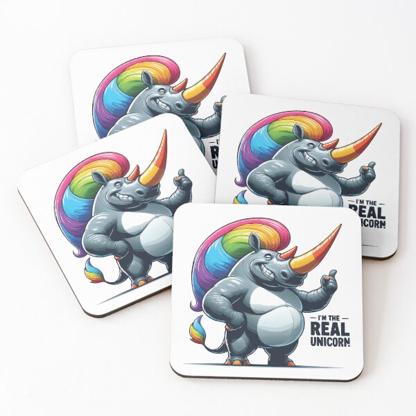 Item preview, Funny Rainbow Rhino I'm The Real Unicorn Cartoon Design designed and sold by Coowo22.