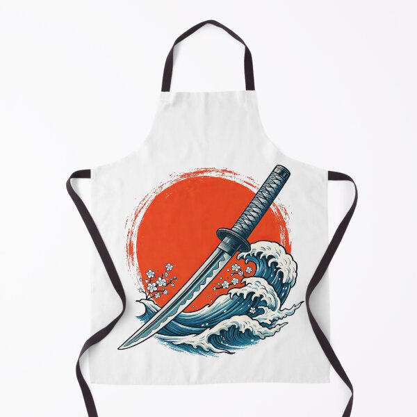 Item preview, Katana and Wave Japanese Sunset Illustration designed and sold by ArtfulWeave.