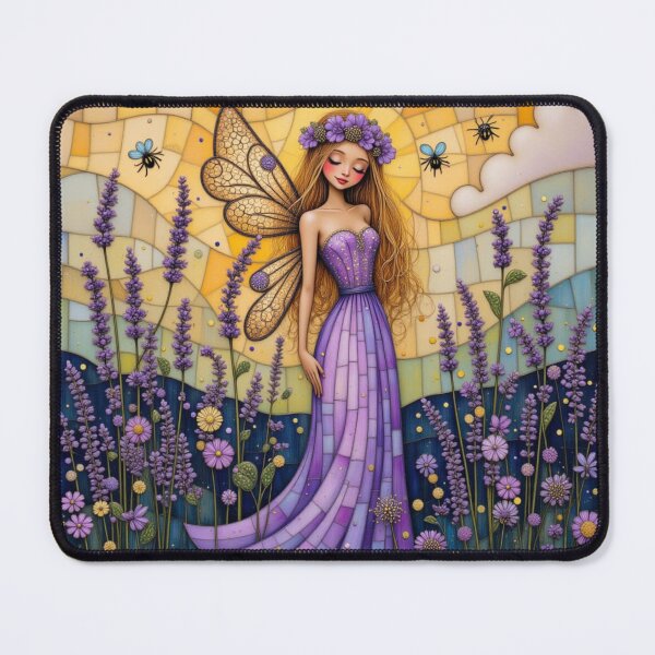 Item preview, Lavender Lore Keeper Fairy – Mosaic Style Cottage Core Design designed and sold by Estelle Printworks.