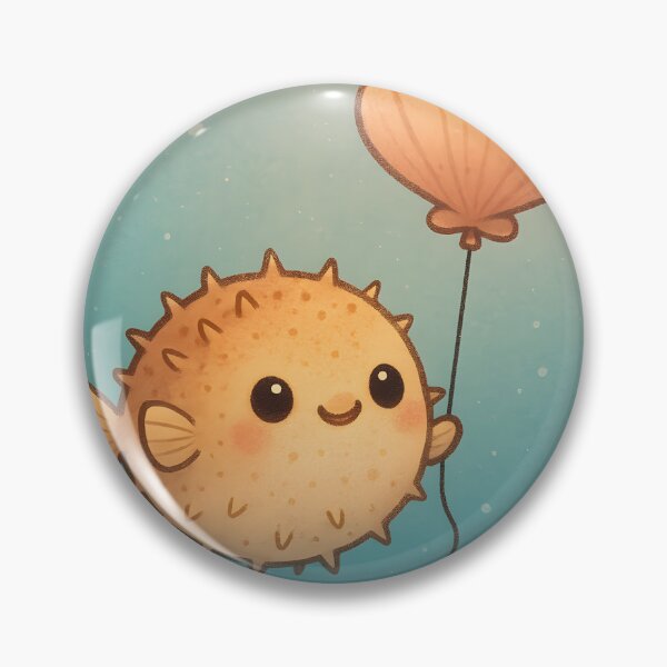 Item preview,  Happy Pufferfish Floating with Balloon designed and sold by SassyArtistry.