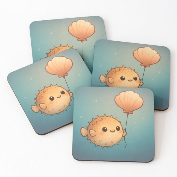 Item preview,  Happy Pufferfish Floating with Balloon designed and sold by SassyArtistry.
