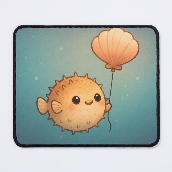Item preview, Happy Pufferfish Floating with Balloon designed and sold by SassyArtistry.