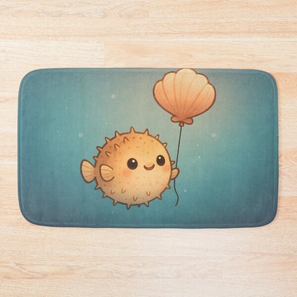 Item preview,  Happy Pufferfish Floating with Balloon designed and sold by SassyArtistry.