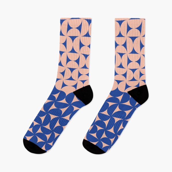 Item preview, Midcentury Modern Retro Geometric Patterns g4 in Blue Peach designed and sold by nineFlorals.