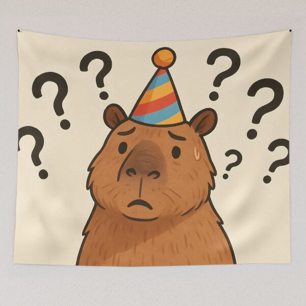 Item preview,  Confused Capybara at Party designed and sold by SassyArtistry.
