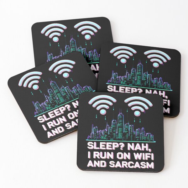Item preview, Wifi and Sarcasm – Neon City Life No Sleep Humor designed and sold by Taans-Creation.
