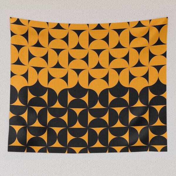 Item preview, Midcentury Modern Retro Geometric Patterns g2 in Black Orange designed and sold by nineFlorals.