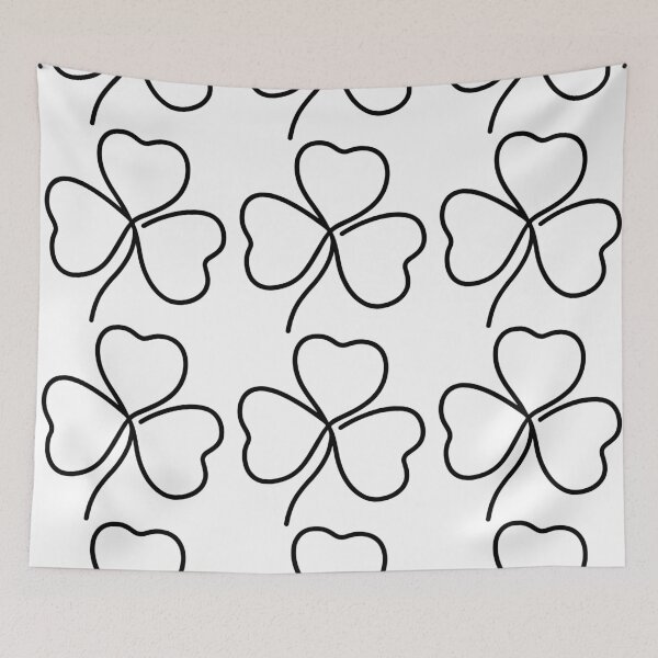 Item preview, Black Shamrock Line Art for Elegant Irish Style designed and sold by ArtfulWeave.