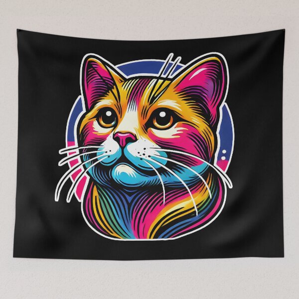 Item preview, Colorful Rainbow Cat T-Shirt For Artistic Animal Lovers And Psychedelic Design Fans designed and sold by DrawHandArt.
