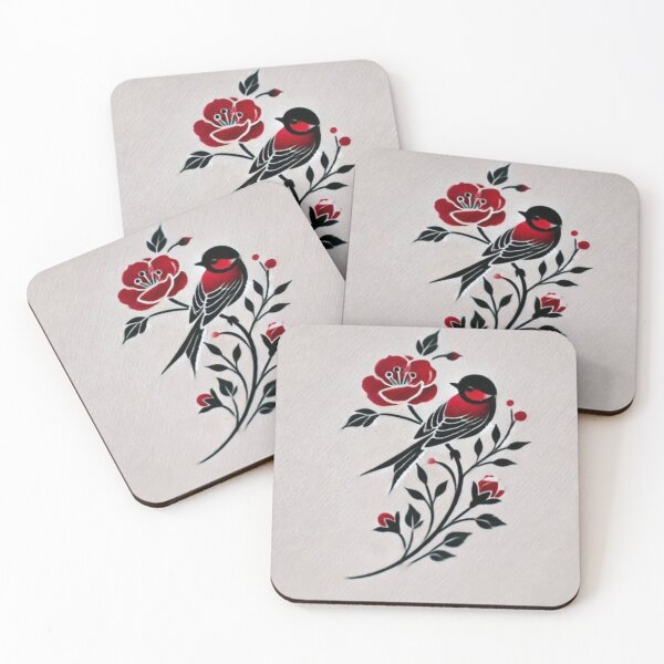 Item preview, Red Sparrow Art with beautiful flower designed and sold by NivyasArtistry.