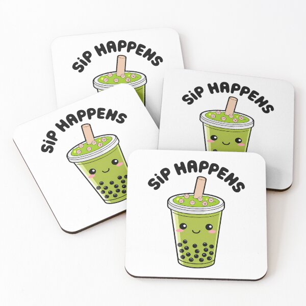 Item preview, Sip Happens – Kawaii Matcha Bubble Tea Pun designed and sold by Taans-Creation.