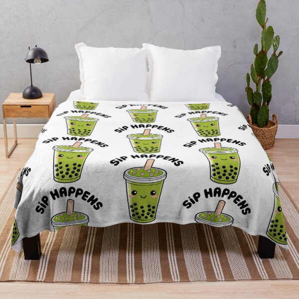 Item preview, Sip Happens – Kawaii Matcha Bubble Tea Pun designed and sold by Taans-Creation.
