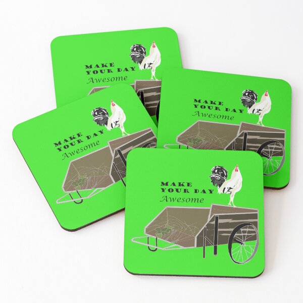 Item preview, Make Your Day Awesome – Motivational Rooster Quote designed and sold by Madeline Binder Art & Design.