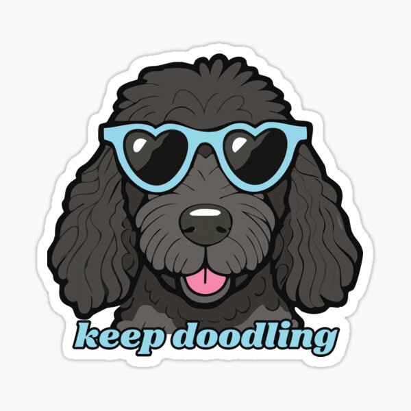 Item preview, Keep doodling - black goldendoodle with sunglasses designed and sold by ScribbL-ScrabbL.