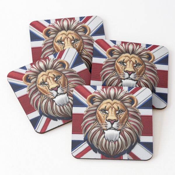 Item preview, Embroidered British Lion Head with Union Flag Background designed and sold by ArtDesignTp.