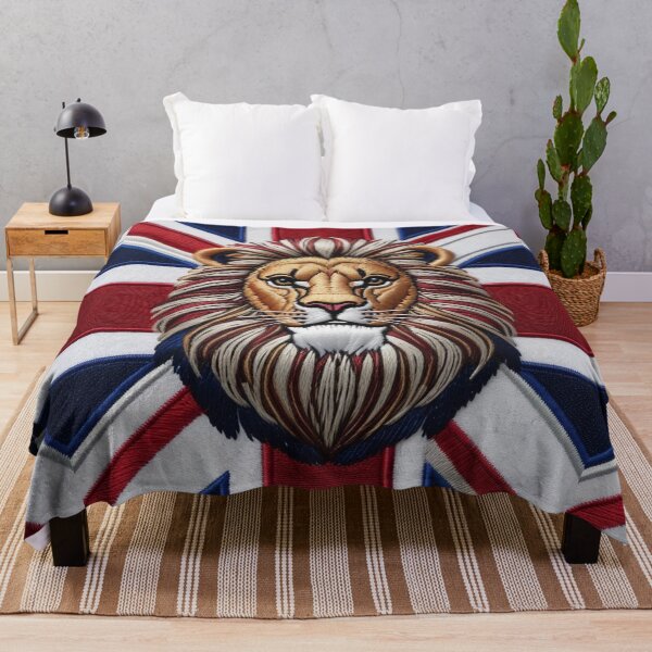 Item preview, Embroidered British Lion Head with Union Flag Background designed and sold by ArtDesignTp.