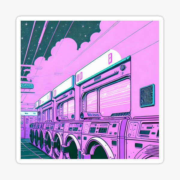 Item preview, Vaporwave inspired Retro Futuristic Laundromat   designed and sold by InsectoidBoi.
