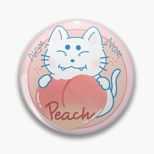 Item preview, White cat eats peach designed and sold by luvissaya.