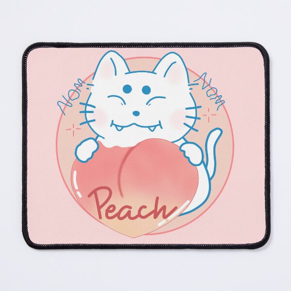 Item preview, White cat eats peach designed and sold by luvissaya.
