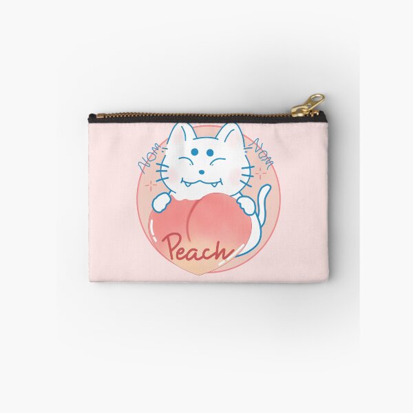 Item preview, White cat eats peach designed and sold by luvissaya.
