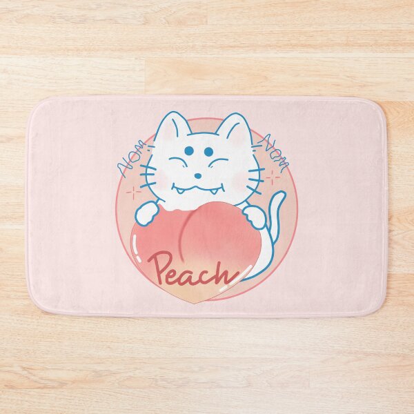 Item preview, White cat eats peach designed and sold by luvissaya.