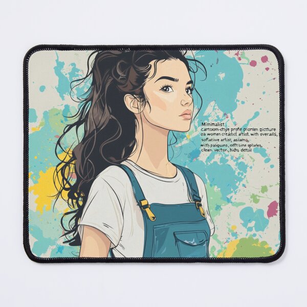 Item preview, Minimalist cartoon-style creative artist with overalls designed and sold by Inkora-Art.