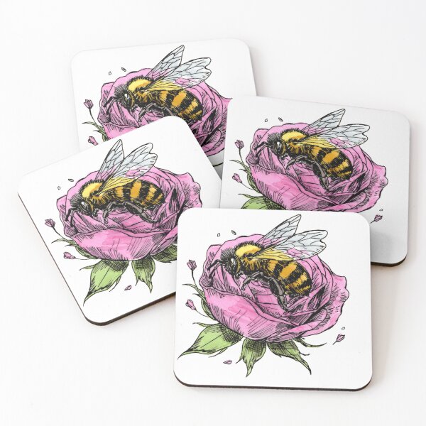 Item preview, Bee Sleeping in a Pink Rose designed and sold by Scribbles & Doodles by Jinx.