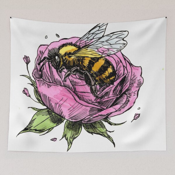Item preview, Bee Sleeping in a Pink Rose designed and sold by Scribbles & Doodles by Jinx.