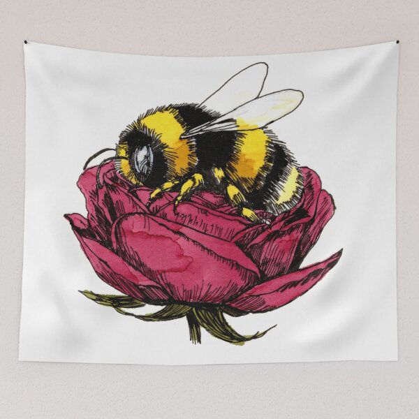 Item preview, Bee Sleeping on a Red Rose designed and sold by Scribbles & Doodles by Jinx.