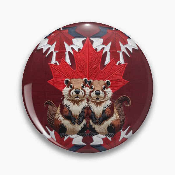 Item preview, Embroidered Twin Beavers with Red Maple Leaf Canadian Design designed and sold by ArtDesignTp.