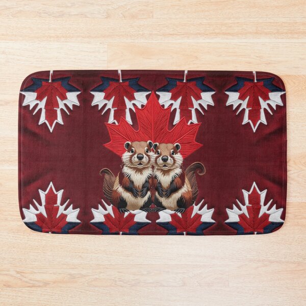 Item preview, Embroidered Twin Beavers with Red Maple Leaf Canadian Design designed and sold by ArtDesignTp.