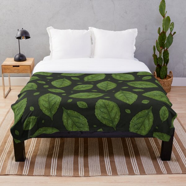 Aperçu de l'œuvre Motif stylisé de feuilles vertes sur fond vert foncé créée et vendue par Cherevan.