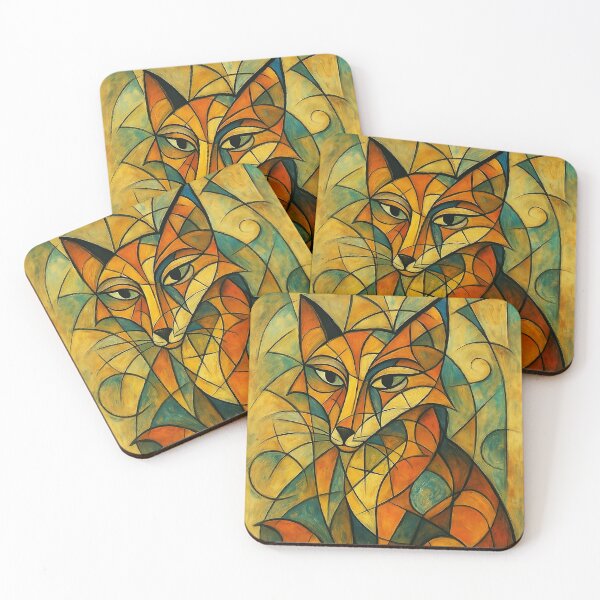 Item preview, Cubist Guard - a fox in the style of analytical cubism designed and sold by viralius.