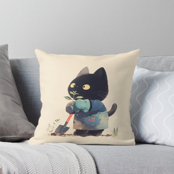 Item preview, Black cat gardening designed and sold by WoollenLlama.