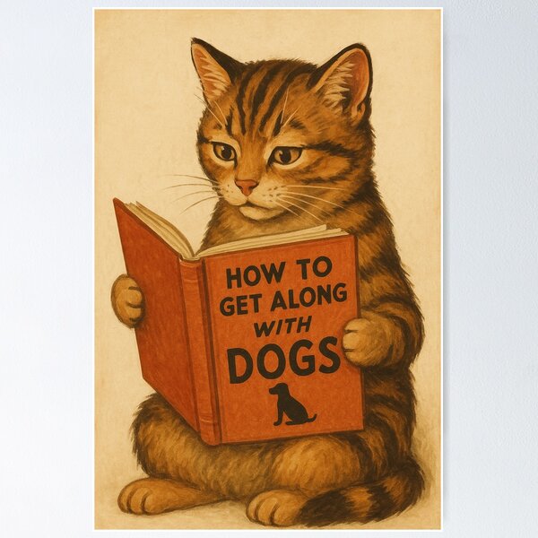 Item preview, Retro Cat Reading Poster designed and sold by memememescat.