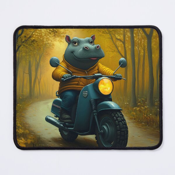 Item preview, Hippo Riding a Scooter Through Autumnal Forest designed and sold by Artessie.