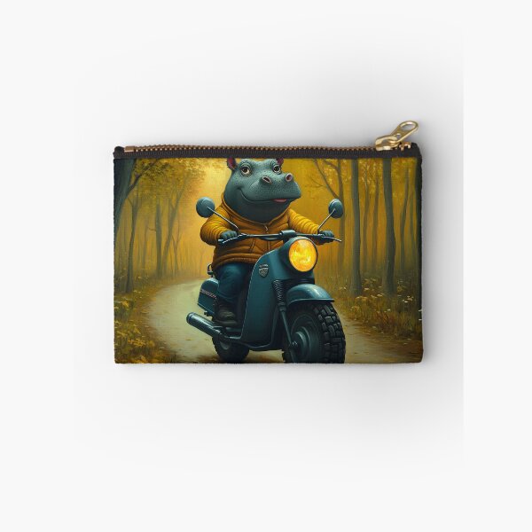 Item preview, Hippo Riding a Scooter Through Autumnal Forest designed and sold by Artessie.