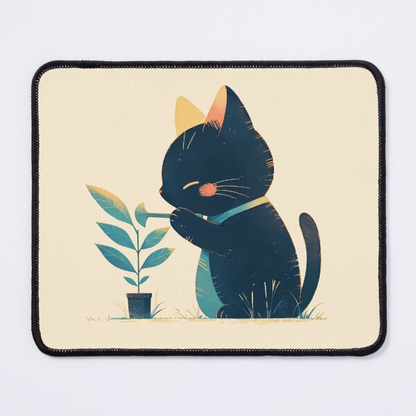 Item preview, Black kitty gardener designed and sold by WoollenLlama.